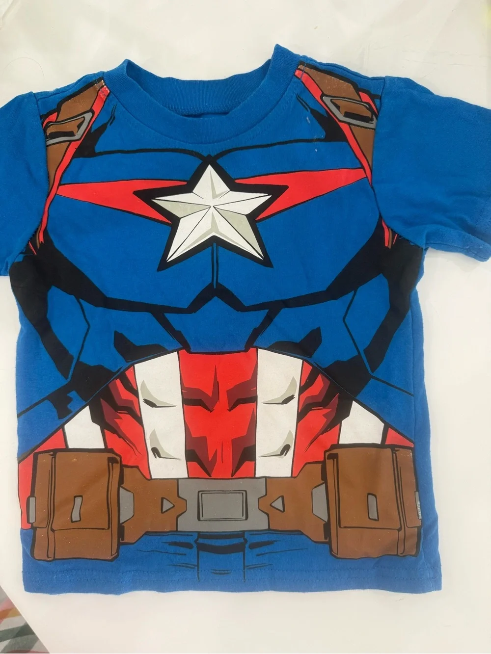 Marvel Boys Blue Captain America Costume Graphic Tee